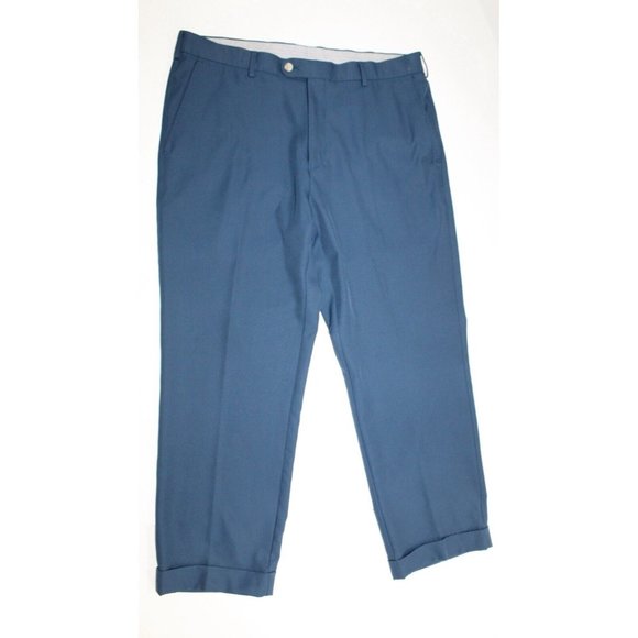 Peter Millar Other - Peter Millar Crown Sport Slate Blue Flat Front Chino Pants Cuffed 36x27 Golf